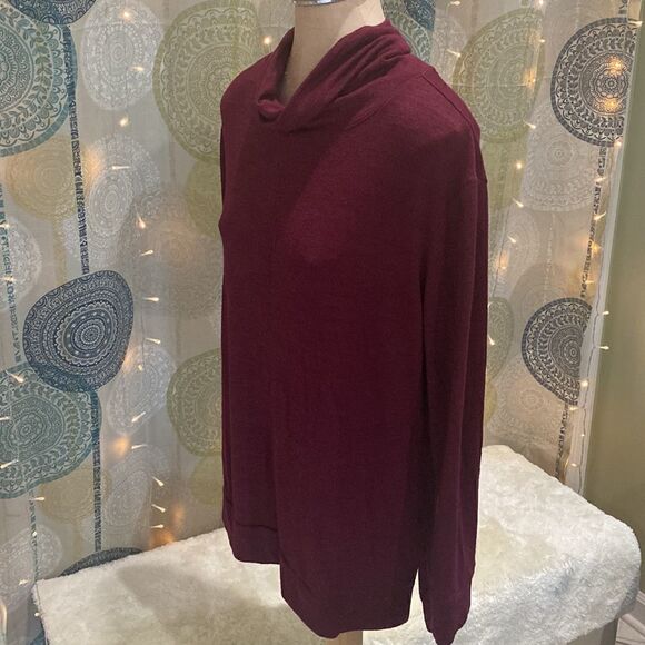 a-new day. Long, L/S, Maroon sweater with loose collar. Womens L. - Picture 3 of 6